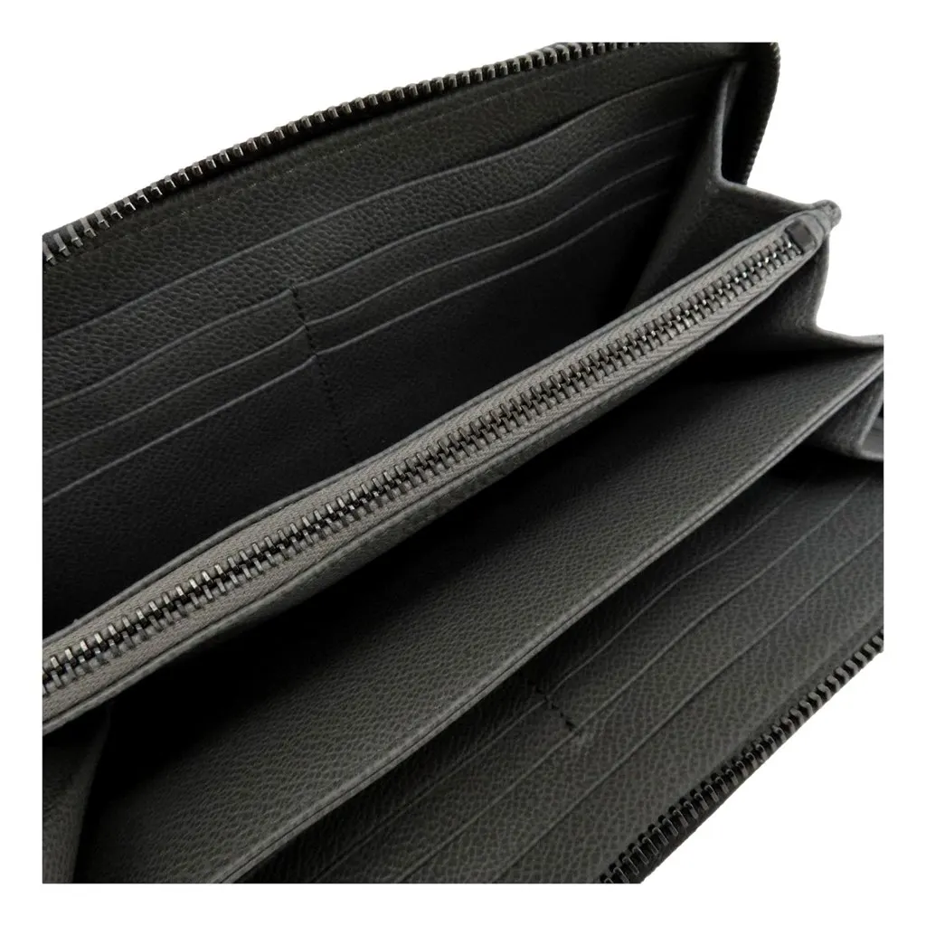 Prada Vitello Grain Long Black and Grey Zip Around Continental Wallet Black Leather Never worn, with tag - Box View