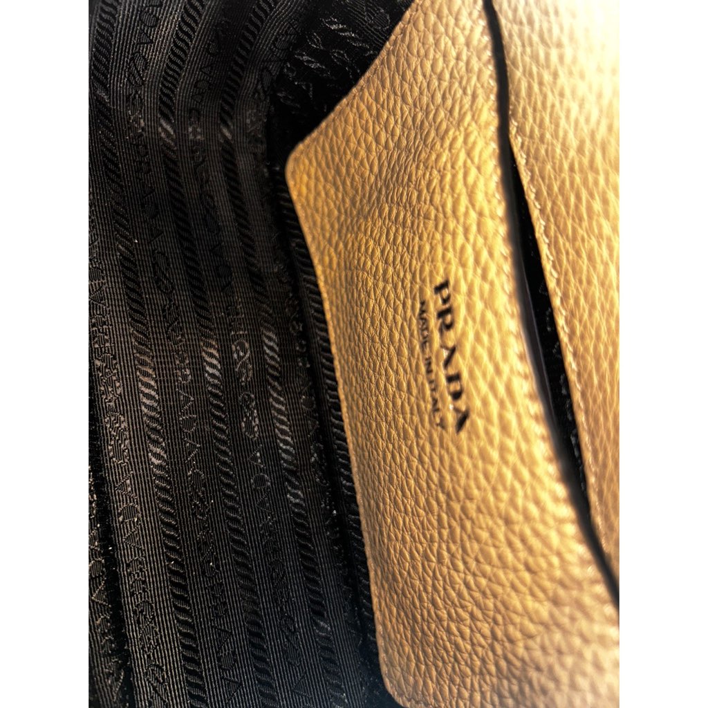 Prada Prada Vitello Daino Leather Sabbia Beige Web Strap Camera Crossbody - Image 12