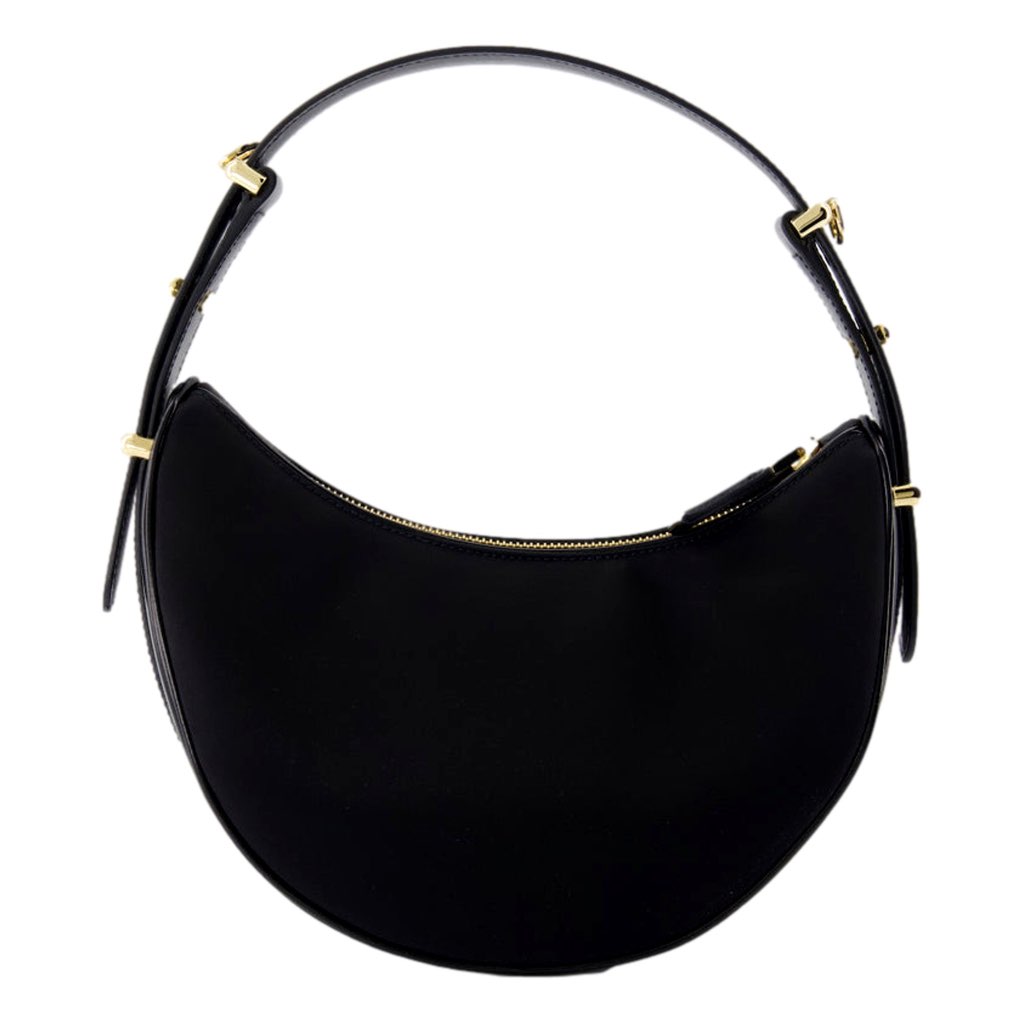 Prada Prada Arqu√© Re-Nylon and Brushed Leather Black Shoulder Bag - Back view