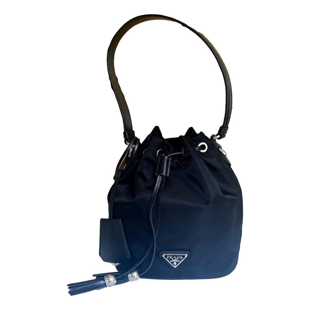 Prada Prada Re-Nylon Black Tassel Drawstring Bucket Bag - Back view
