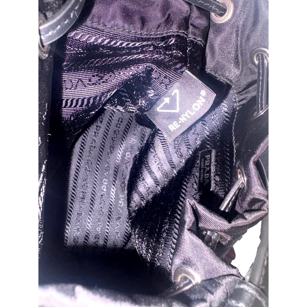 Prada Prada Re-Nylon Black Tassel Drawstring Bucket Bag - Detail 1