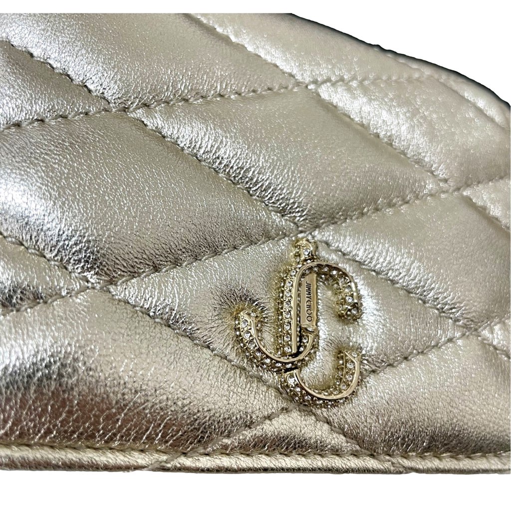 Jimmy Choo Jimmy Choo Farone Champagne Metallic Leather Card Case Wallet - Detail 1