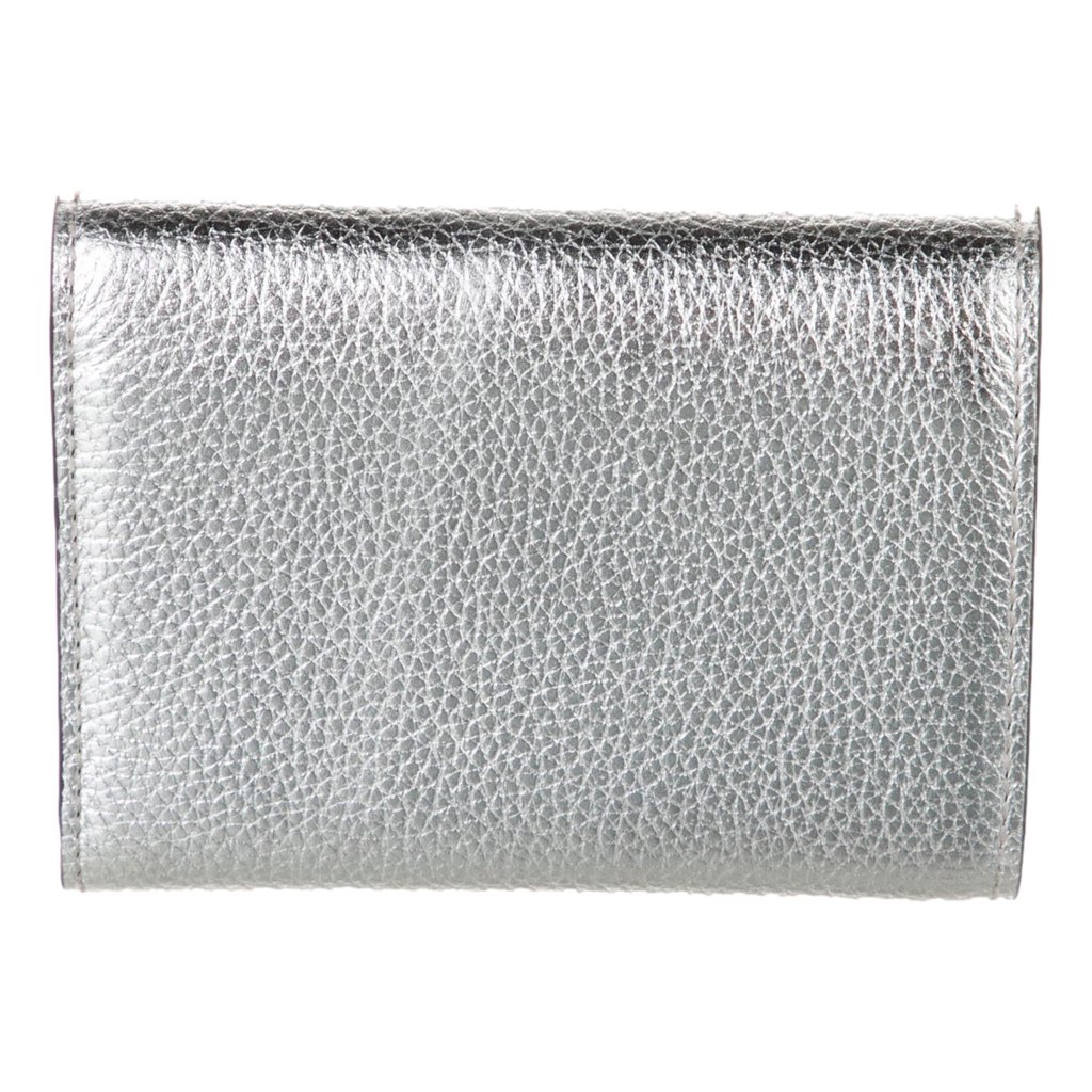 Jimmy Choo Jimmy Choo Loni Silver Leather Embossed Logo Tri-Fold Card Case Wallet - Back view