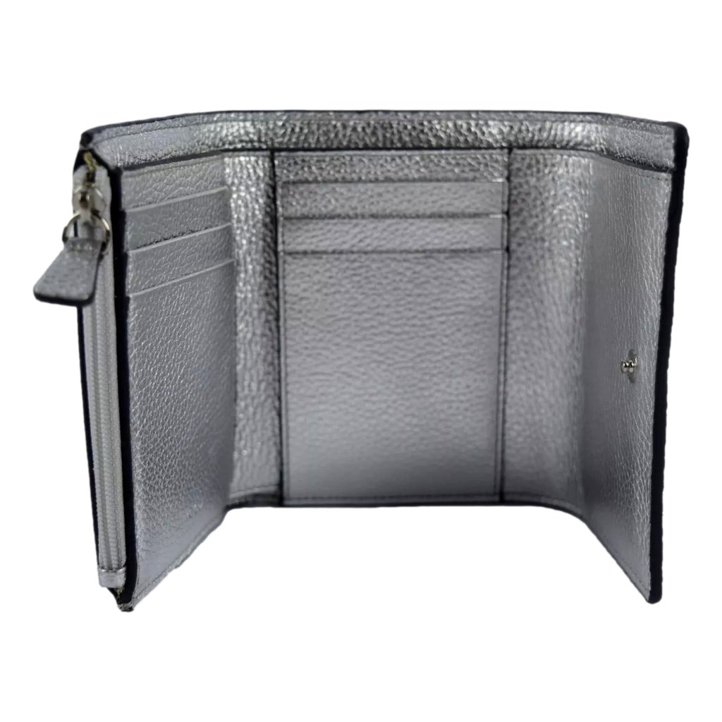 Jimmy Choo Jimmy Choo Loni Silver Leather Embossed Logo Tri-Fold Card Case Wallet - Detail 1