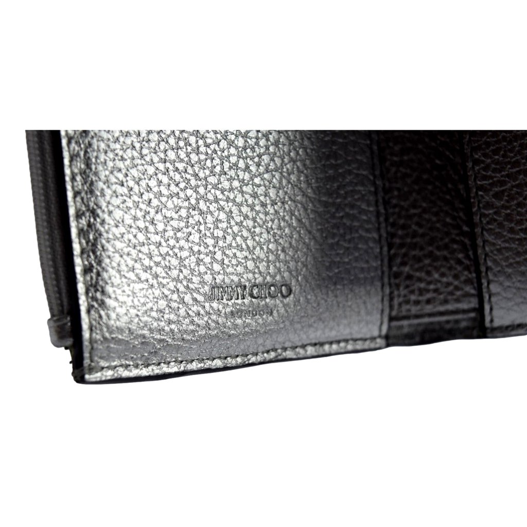 Jimmy Choo Jimmy Choo Loni Silver Leather Embossed Logo Tri-Fold Card Case Wallet - Detail 2