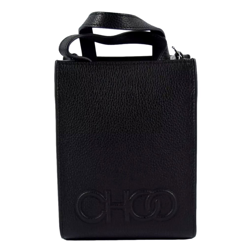 Jimmy Choo Jimmy Choo Black Leather Mini Shopper Handbag Crossbody Embossed Logo