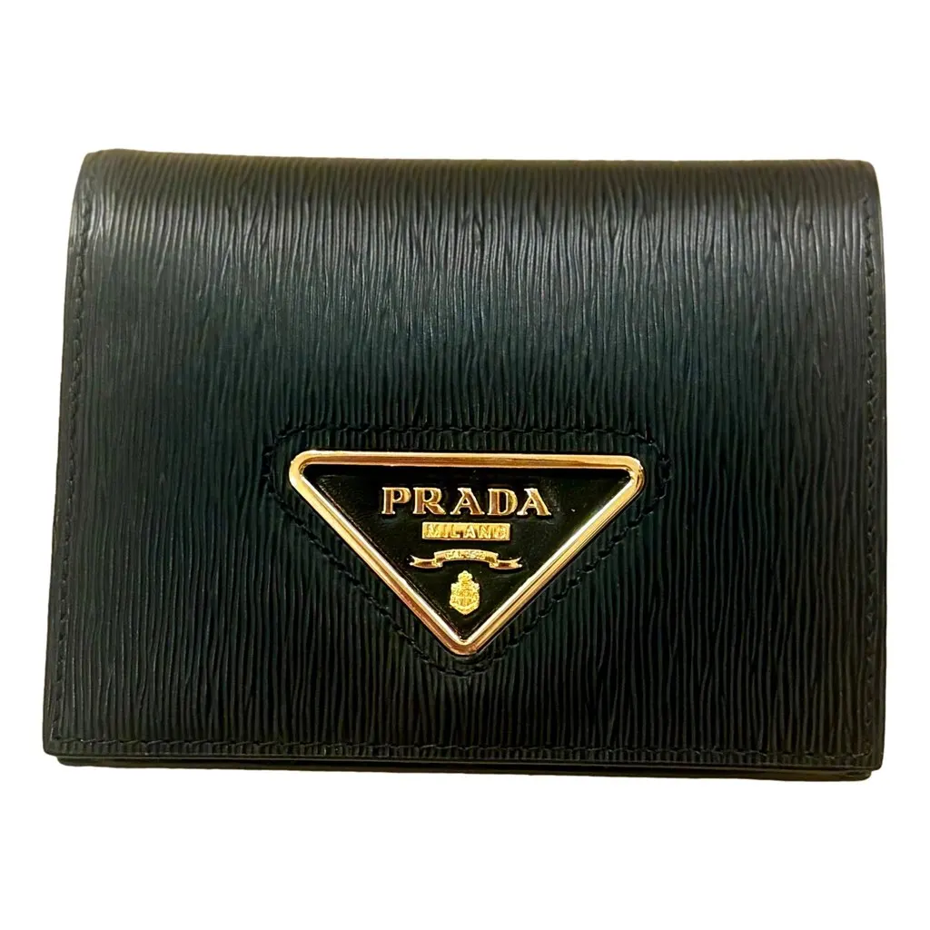 Prada Vitello Move Nero Black Triangle Logo Leather Bifold Snap Wallet Black Leather Never worn, with tag - Front View