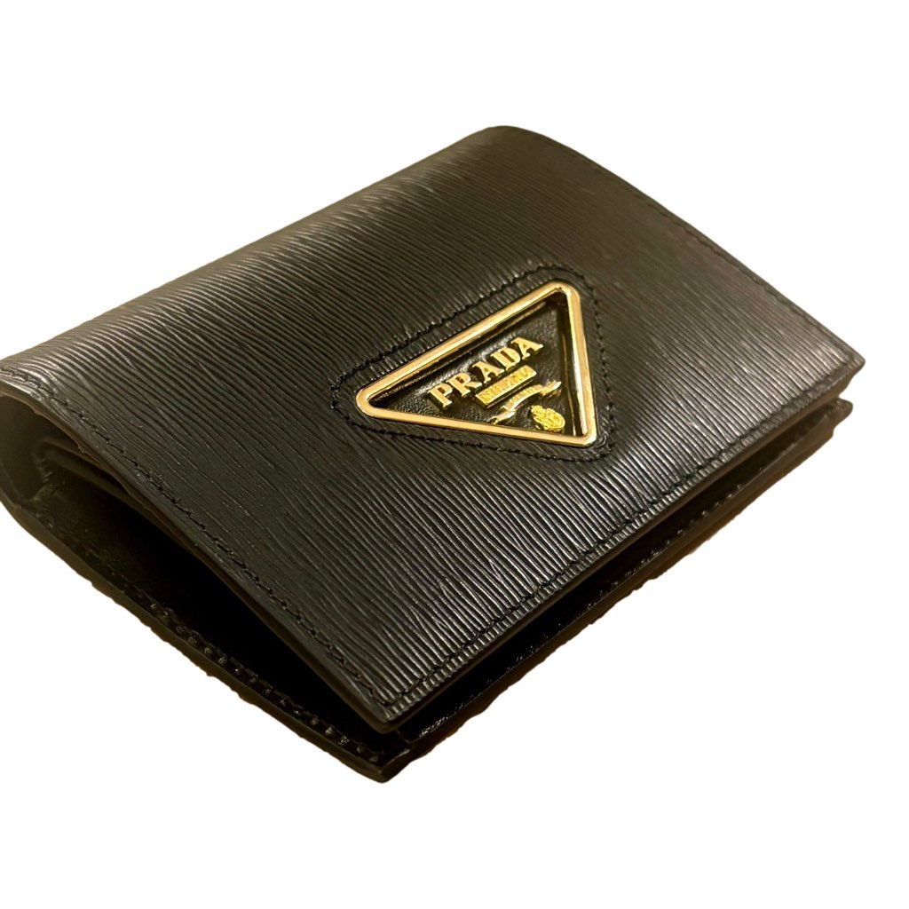 Prada Prada Vitello Move Nero Black Triangle Logo Leather Bifold Snap Wallet - Image 6