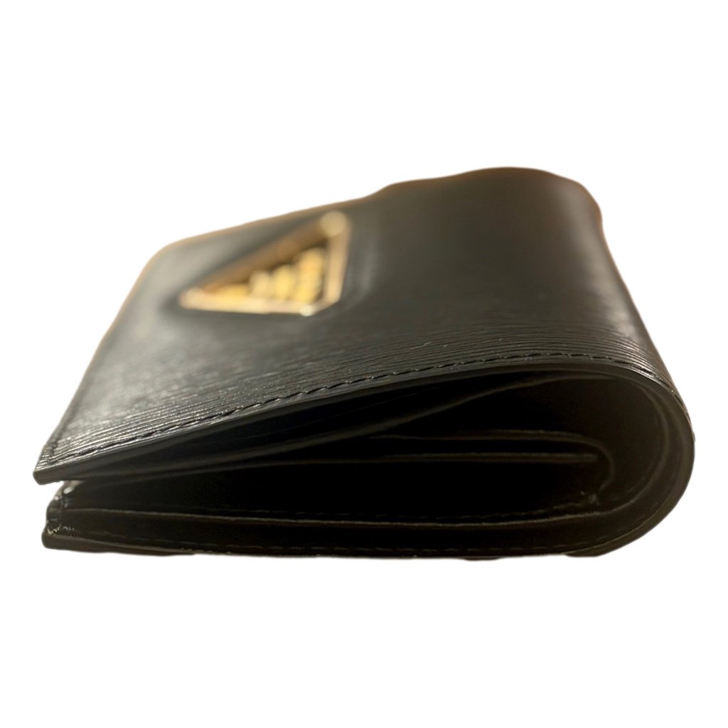 Prada Prada Vitello Move Nero Black Triangle Logo Leather Bifold Snap Wallet - Side view