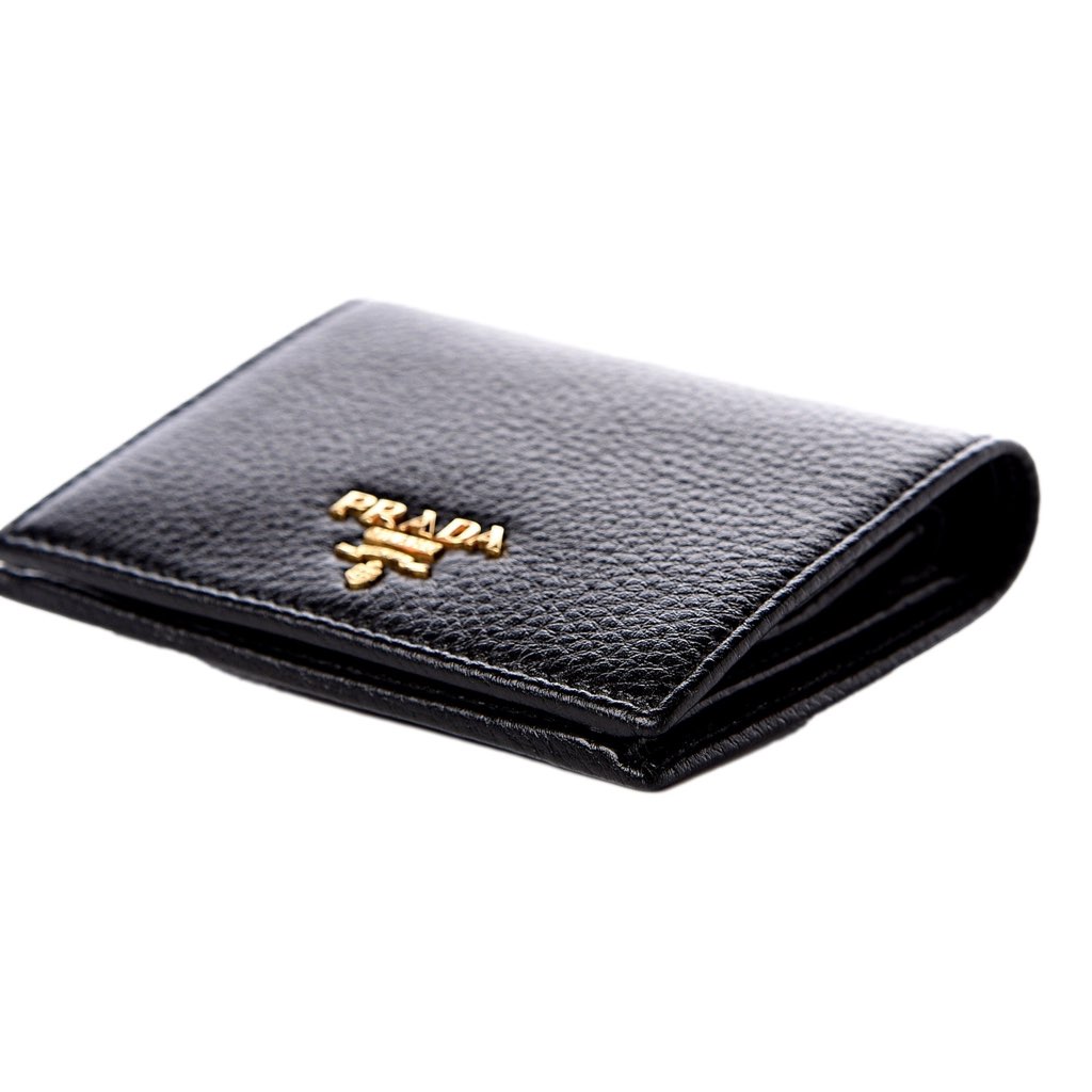 Prada Prada Vitello Grain Nero Black Logo Leather Bifold Snap Wallet - Detail 1
