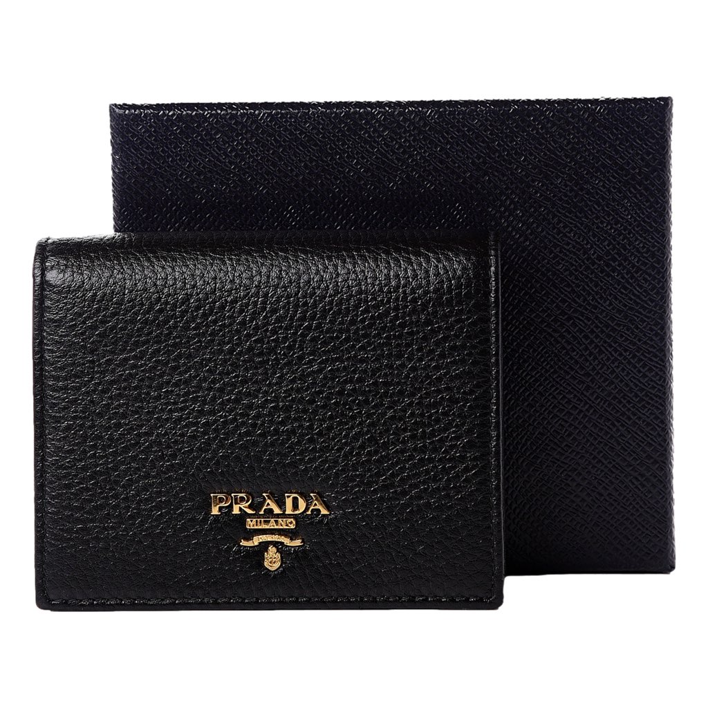 Prada Prada Vitello Grain Nero Black Logo Leather Bifold Snap Wallet - Detail 2