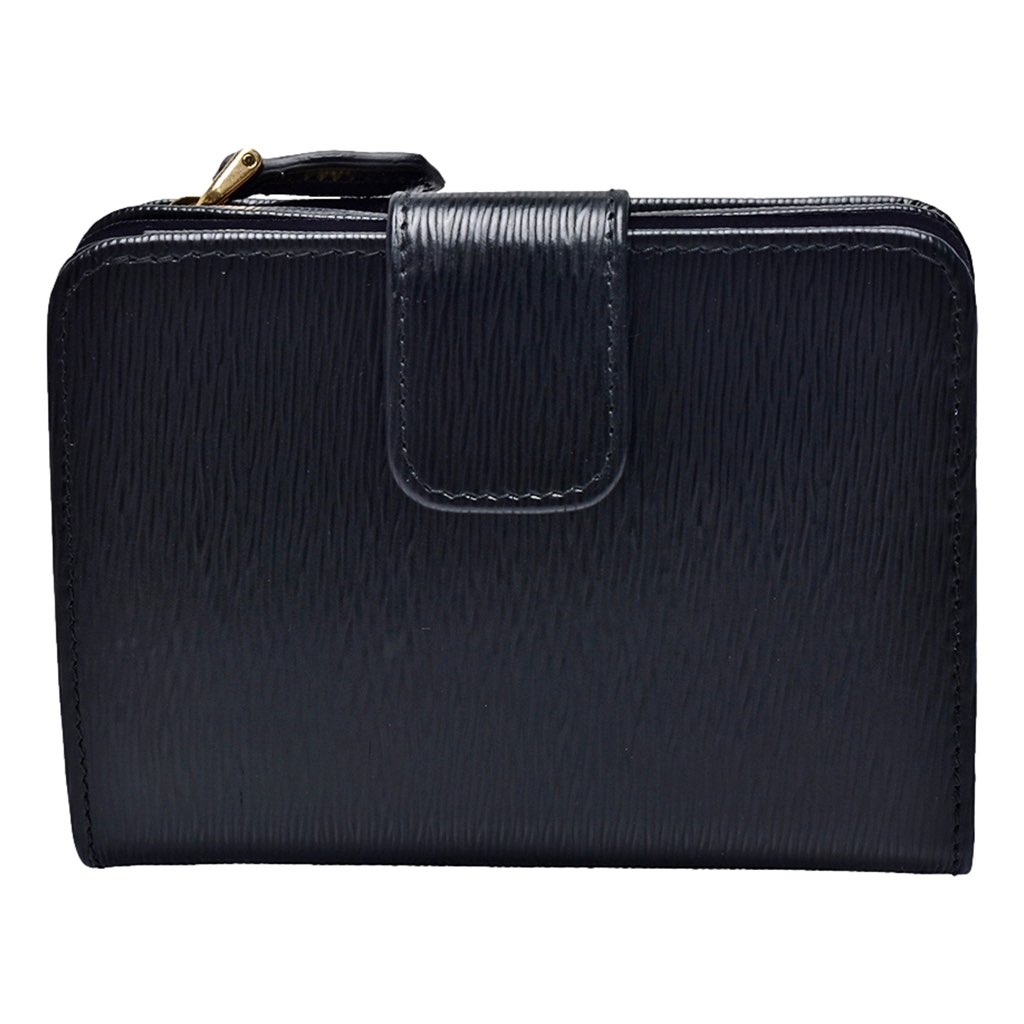 Prada Prada Vitello Move Nero Black Leather Small Wallet with Zipper Gold Triangle Logo - Back view