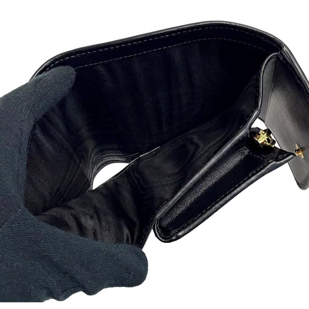 Prada Prada Vitello Move Nero Black Trifold Coin Zipper Snap Card Holder Wallet - Side view