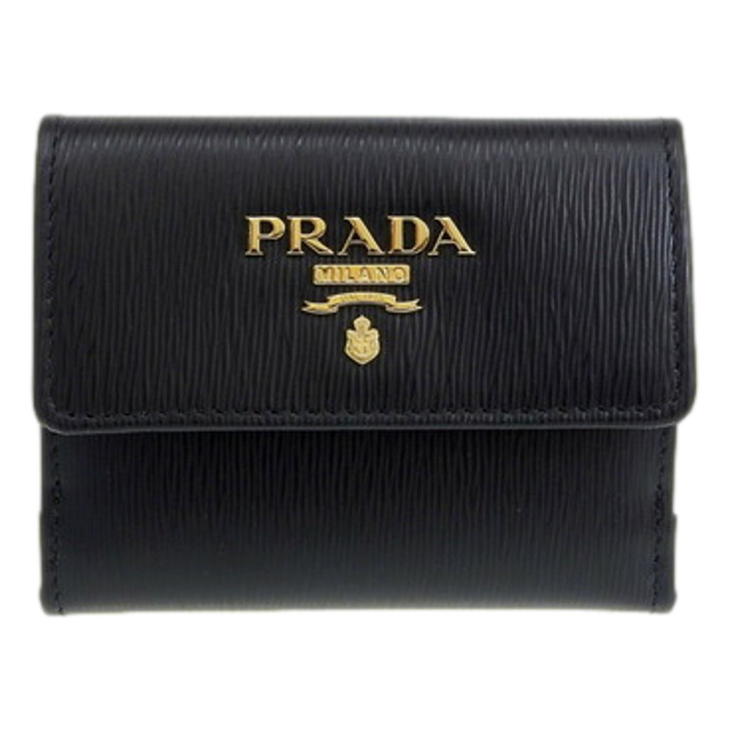 Prada Prada Vitello Move Nero Black Trifold ID Holder Snap Wallet - Image 6