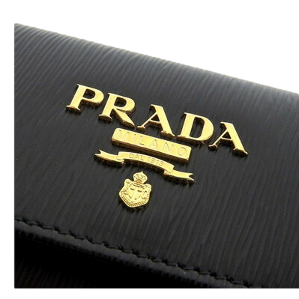Prada Prada Vitello Move Nero Black Trifold ID Holder Snap Wallet - Detail 1