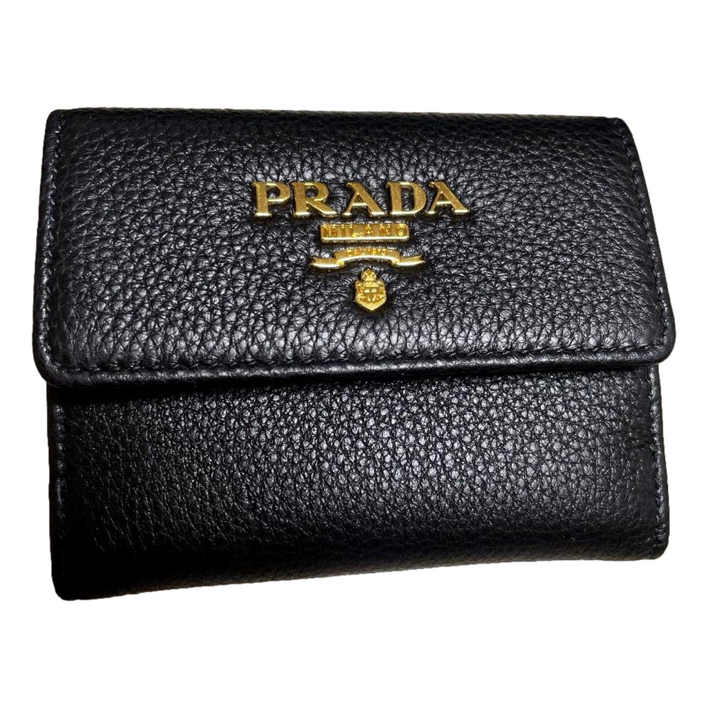 Prada Prada Vitello Grain Nero Black Bifold ID Holder Snap Wallet - Back view
