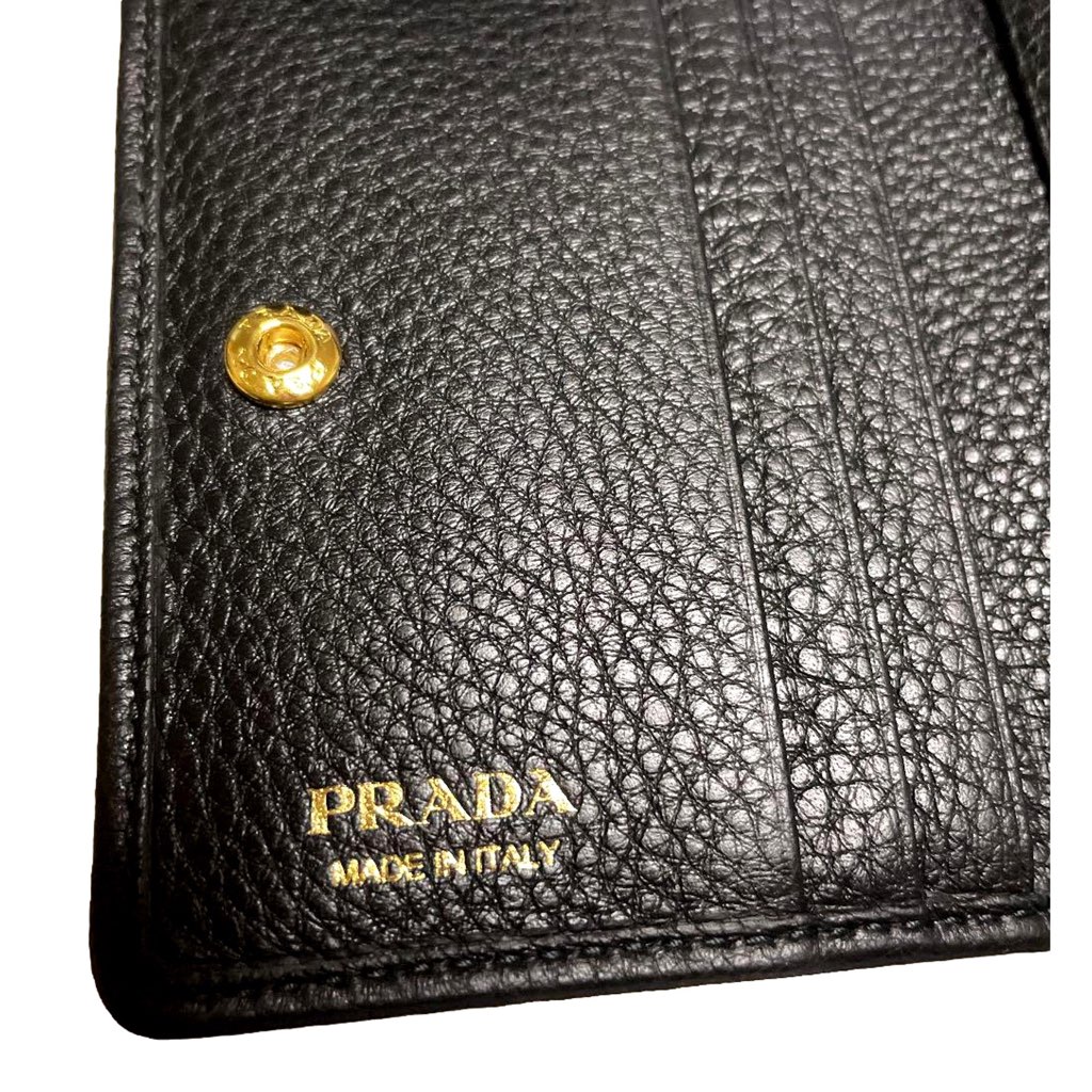 Prada Prada Vitello Grain Nero Black Bifold ID Holder Snap Wallet - 4