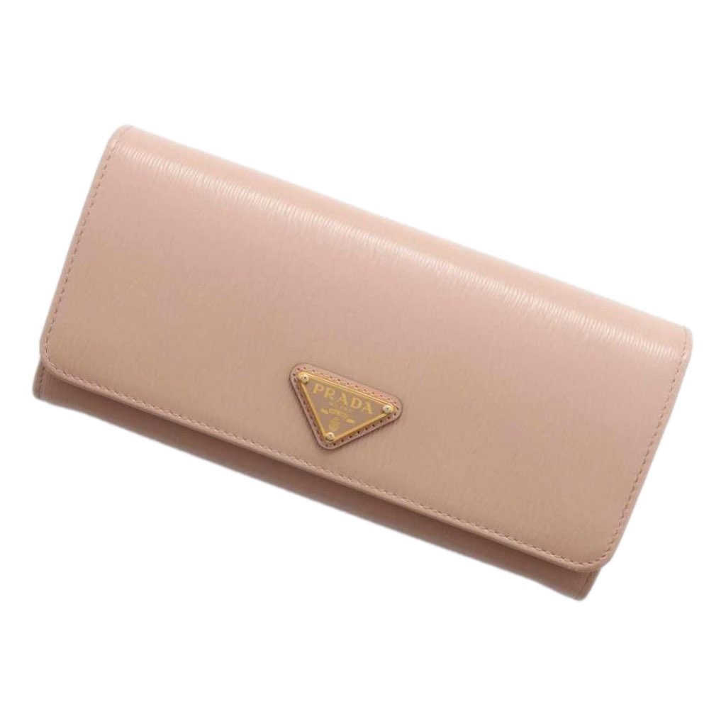 Prada Prada Vitello Move Cipria Beige Leather Continental Long Wallet Gold Triangle Logo