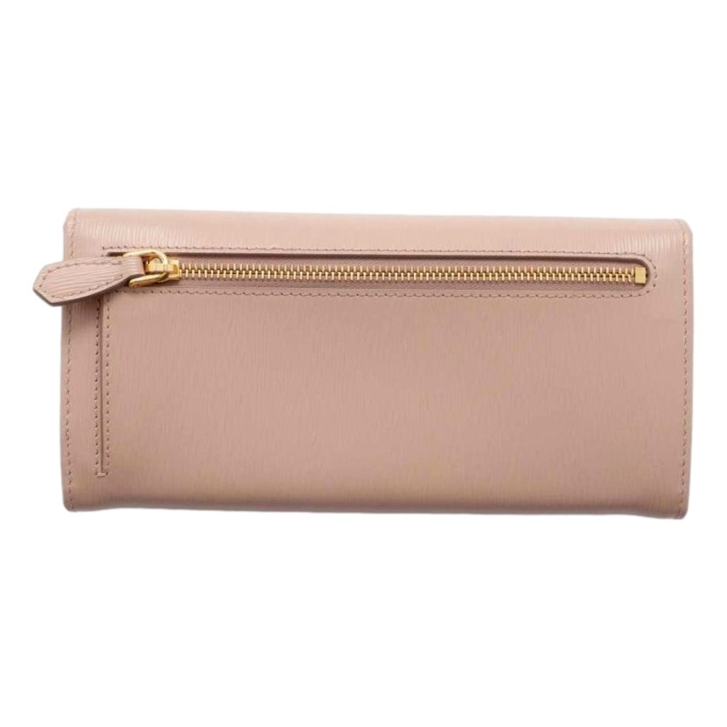 Prada Prada Vitello Move Cipria Beige Leather Continental Long Wallet Gold Triangle Logo - Back view
