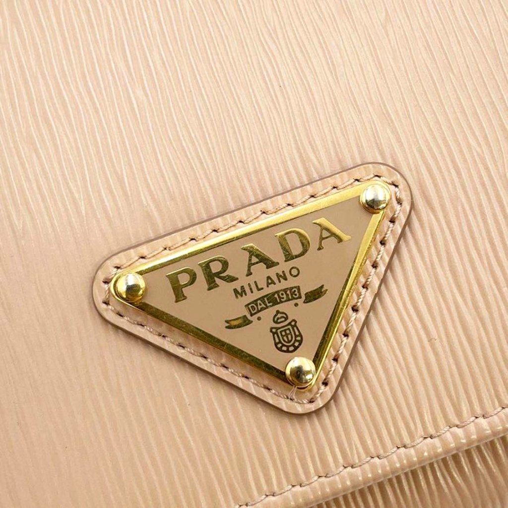 Prada Prada Vitello Move Cipria Beige Leather Continental Long Wallet Gold Triangle Logo - Detail 1