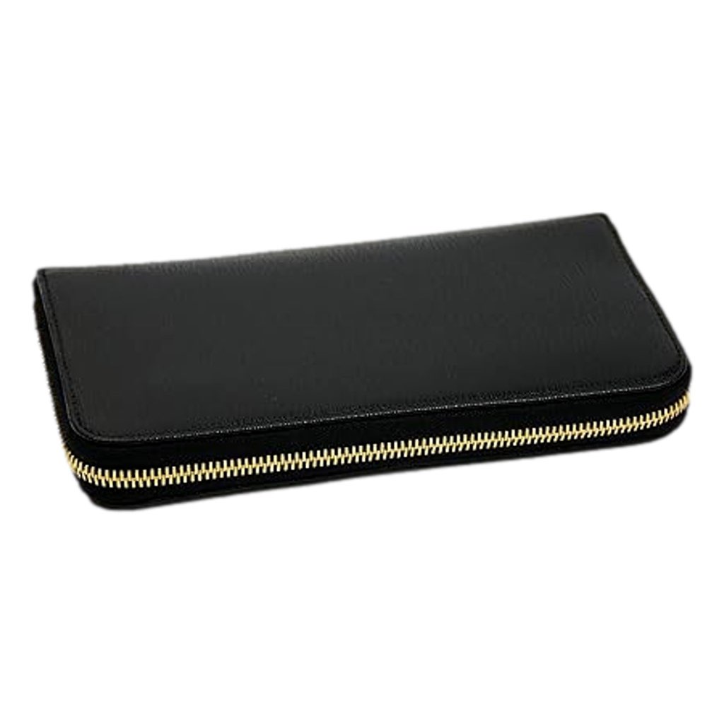 Prada Prada Vitello Move Nero Black Leather Zip Around Long Wallet Gold Triangle Logo - Back view