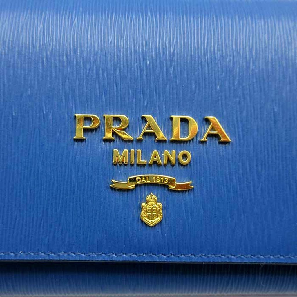 Prada Prada Vitello Move Cobalto Blue Leather Chain Crossbody Wallet Clutch - Detail 1