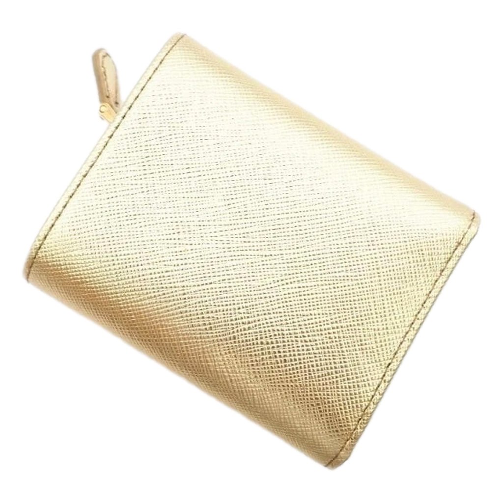 Prada Prada Saffiano Platino Gold Trifold Wallet Card Case with Zipper Coin Pouch - Back view