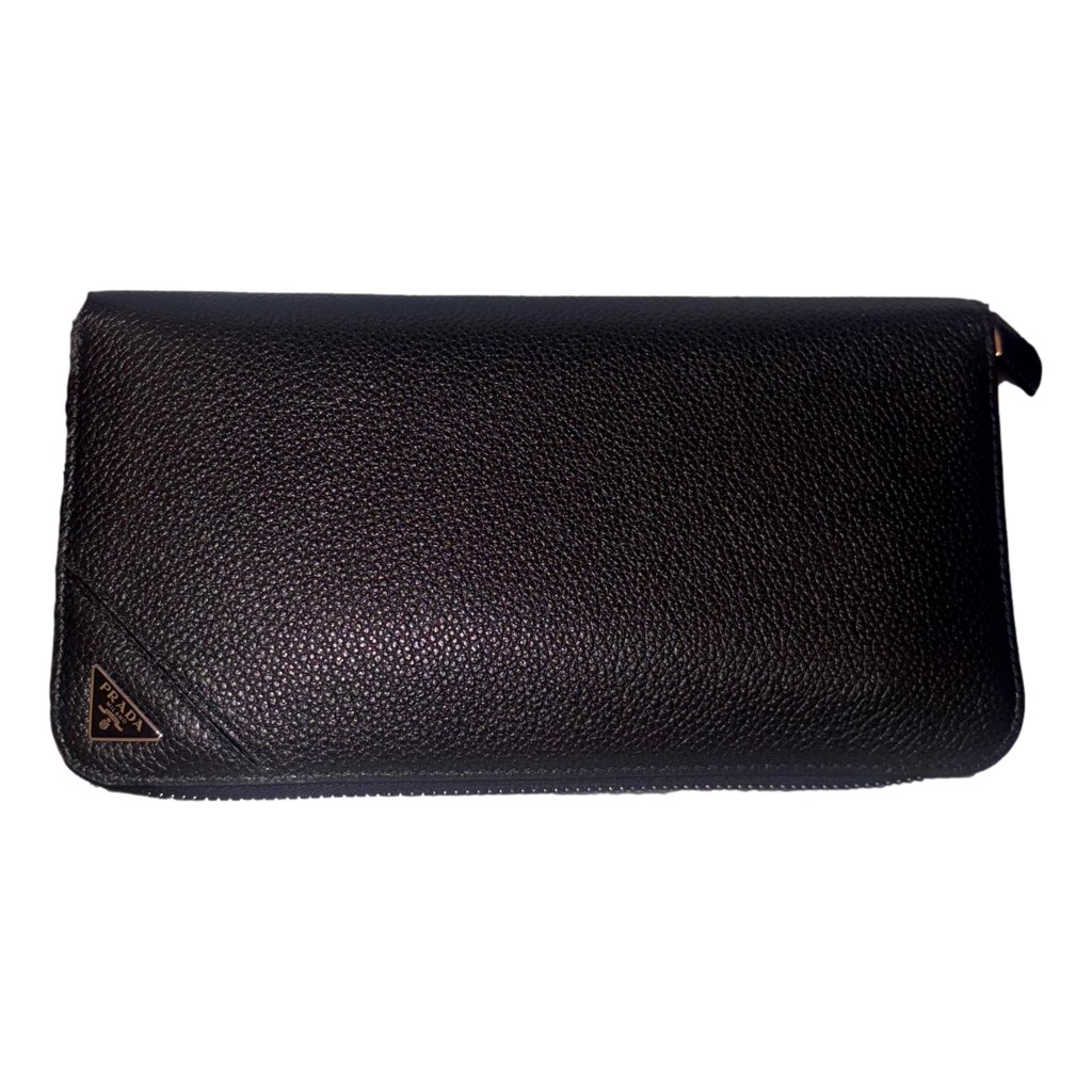 Prada Prada Vitello Micro Grain Long Black Zip Around Continental Wallet Triangle Logo - Image 6