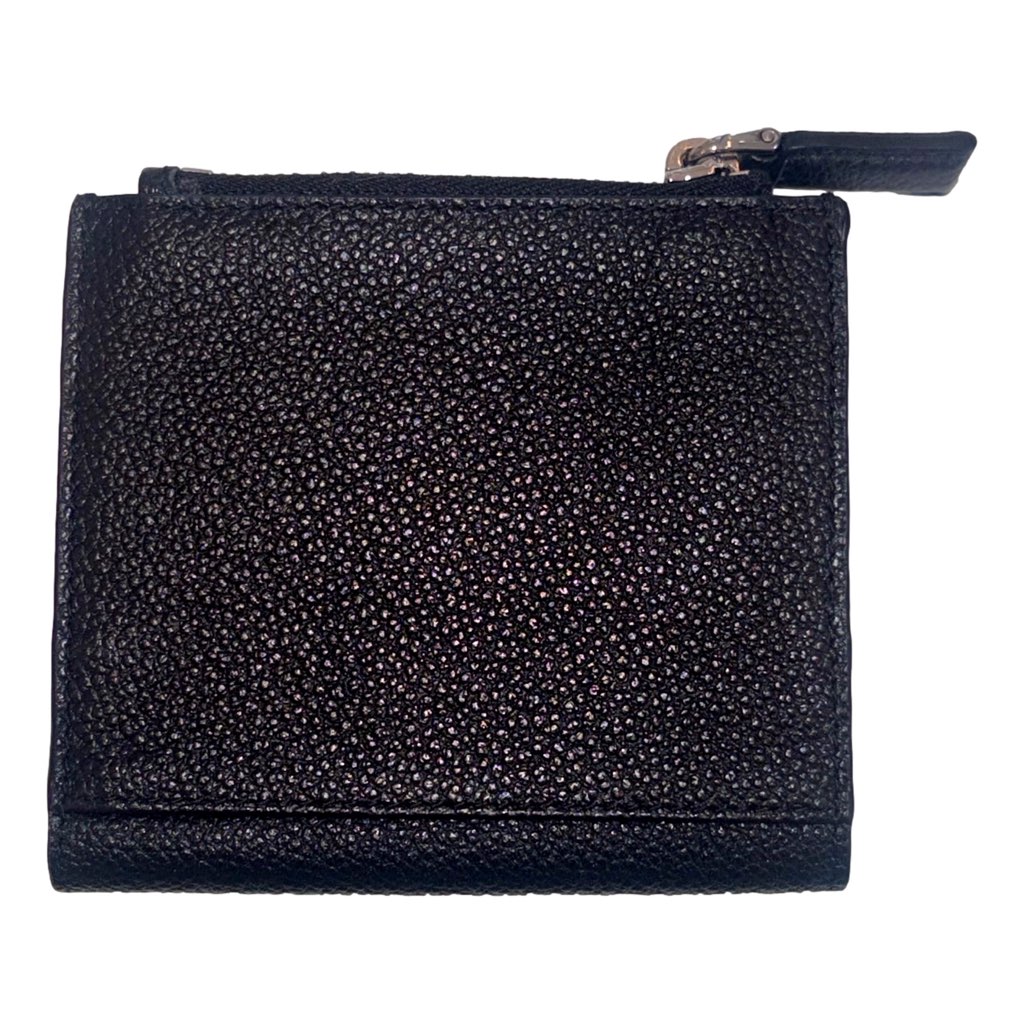 Prada Prada Black Vitello Grain Leather Card Case Bifold Wallet with Zipper Coin Pouch - Back view