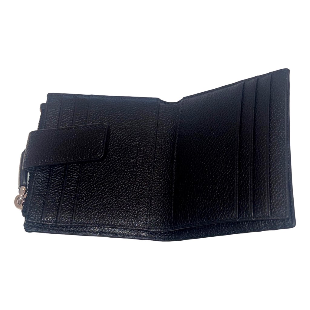 Prada Prada Black Vitello Grain Leather Card Case Bifold Wallet with Zipper Coin Pouch - Side view