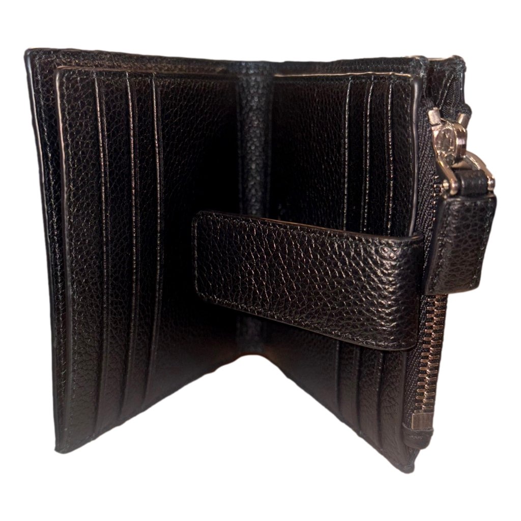 Prada Prada Black Vitello Grain Leather Card Case Bifold Wallet with Zipper Coin Pouch - Detail 2