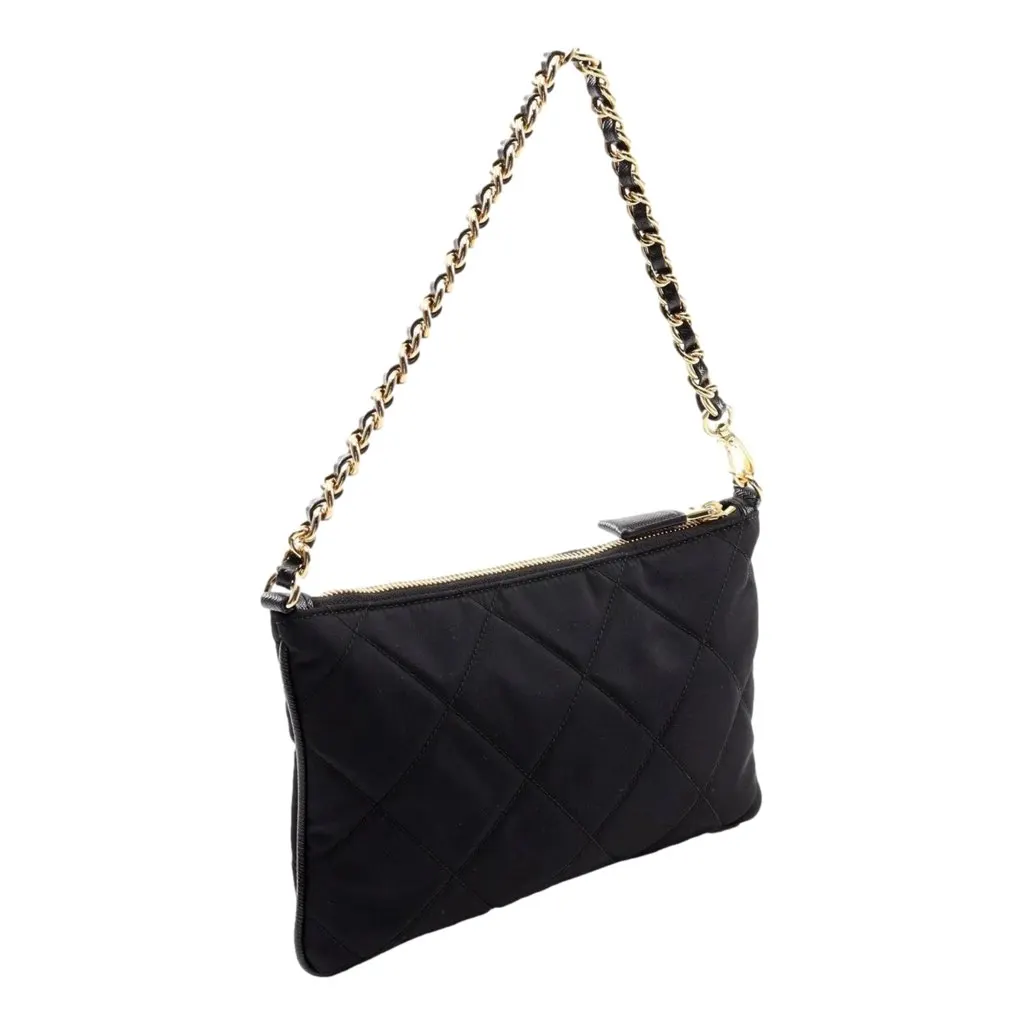 Prada Re-Edition 1995 Black Gold Re-Nylon Pouch Handbag Black Never worn, with tag - Back View