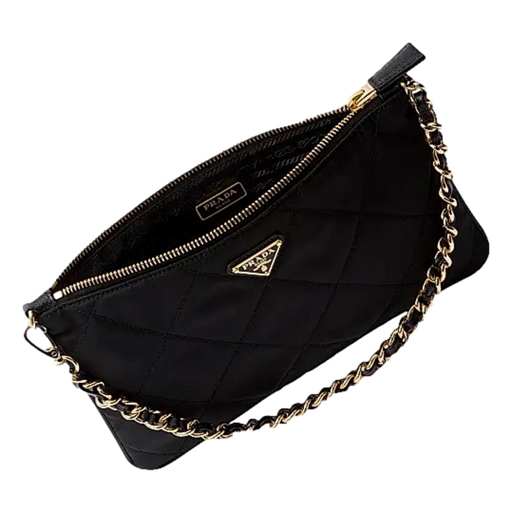 Prada Prada Re-Edition 1995 Black Gold  Re-Nylon Pouch Handbag - Image 6