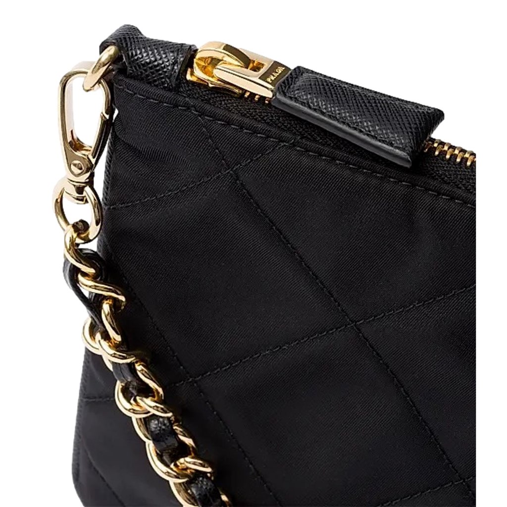 Prada Prada Re-Edition 1995 Black Gold  Re-Nylon Pouch Handbag - 4