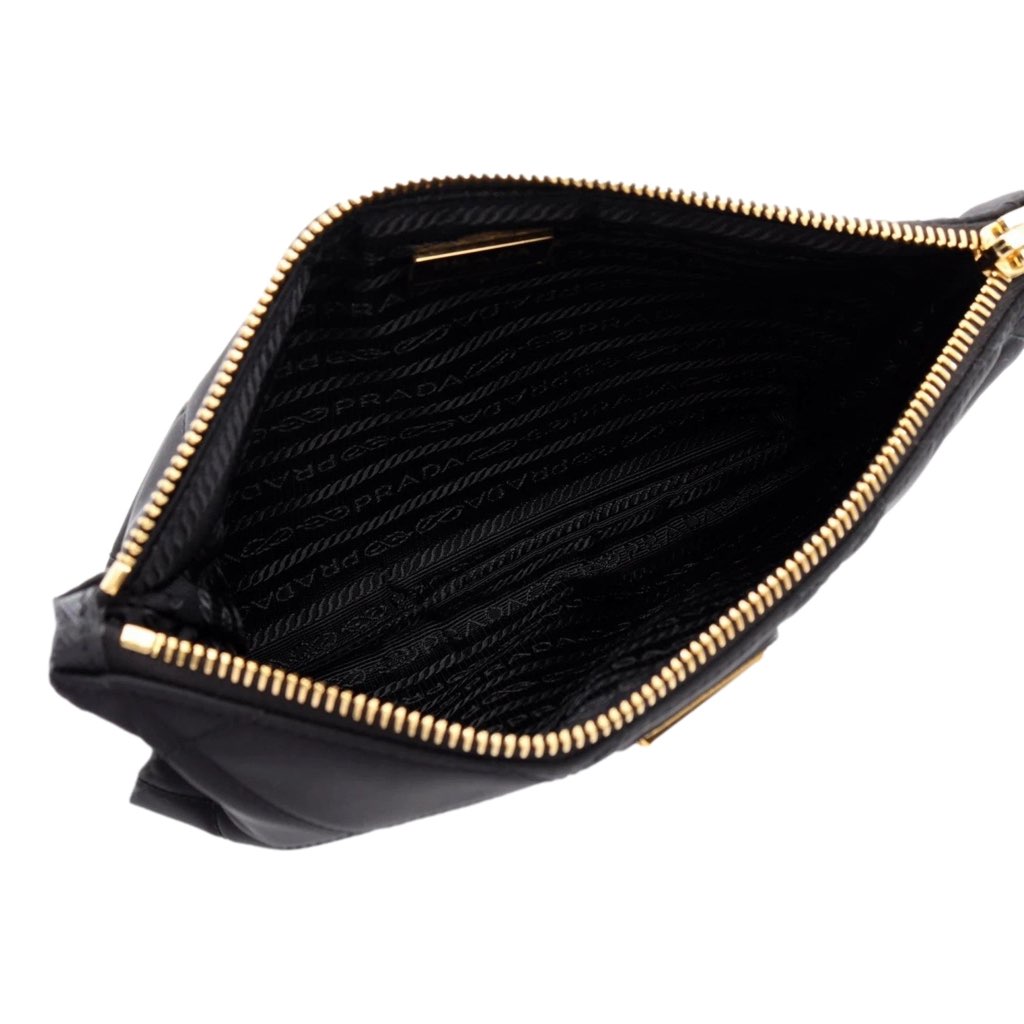 Prada Prada Re-Edition 1995 Black Gold  Re-Nylon Pouch Handbag - Side view
