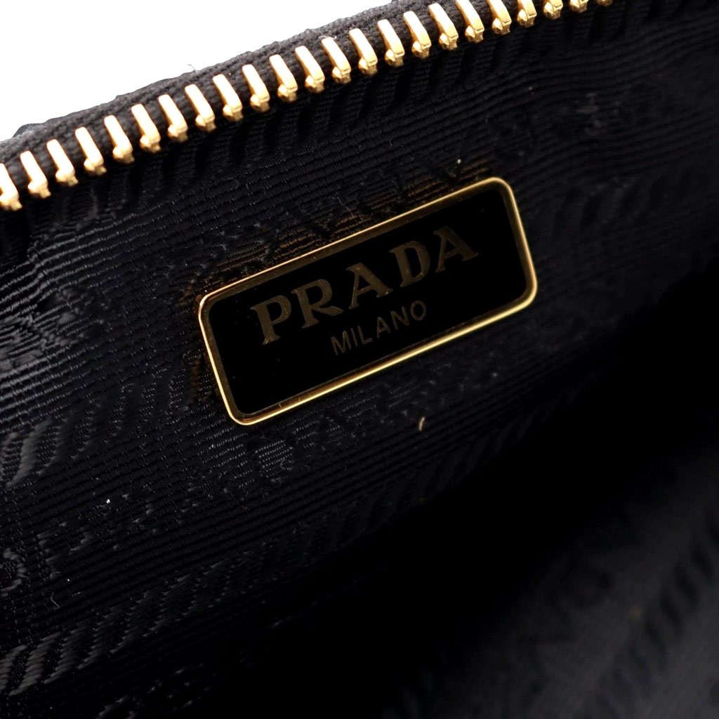 Prada Prada Re-Edition 1995 Black Gold  Re-Nylon Pouch Handbag - Detail 1