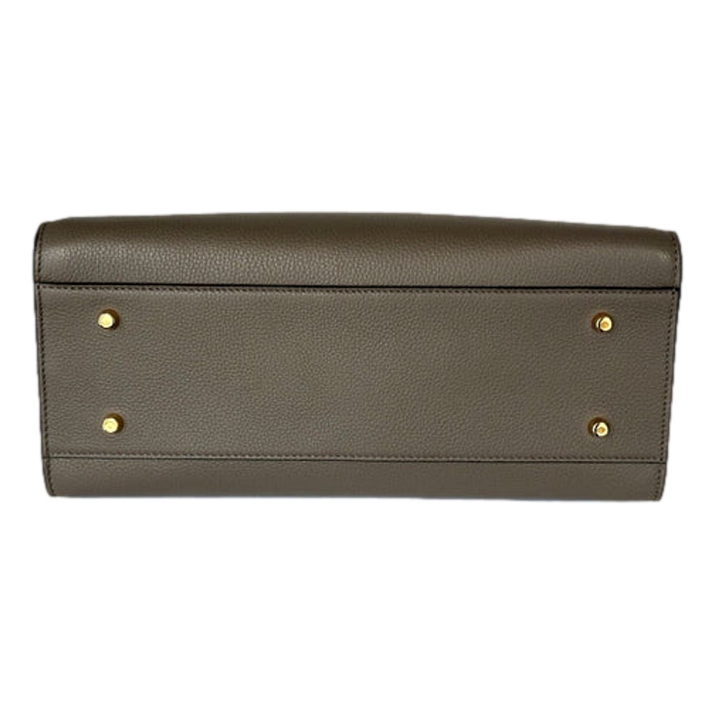 Versace Versace Virtus Calfskin Leather Medium Top Handle Tote Taupe Grey - Detail 2