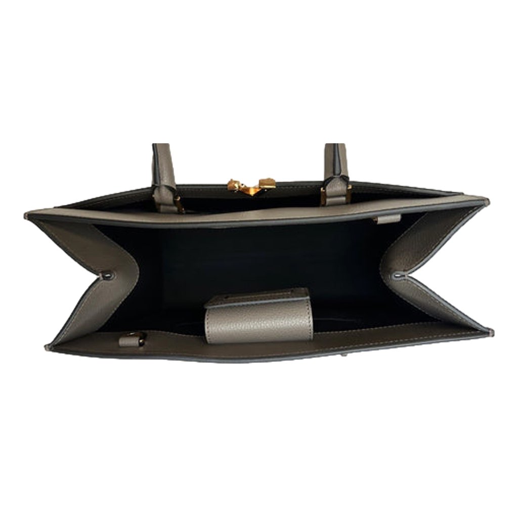 Versace Versace Virtus Calfskin Leather Medium Top Handle Tote Taupe Grey - Image 10