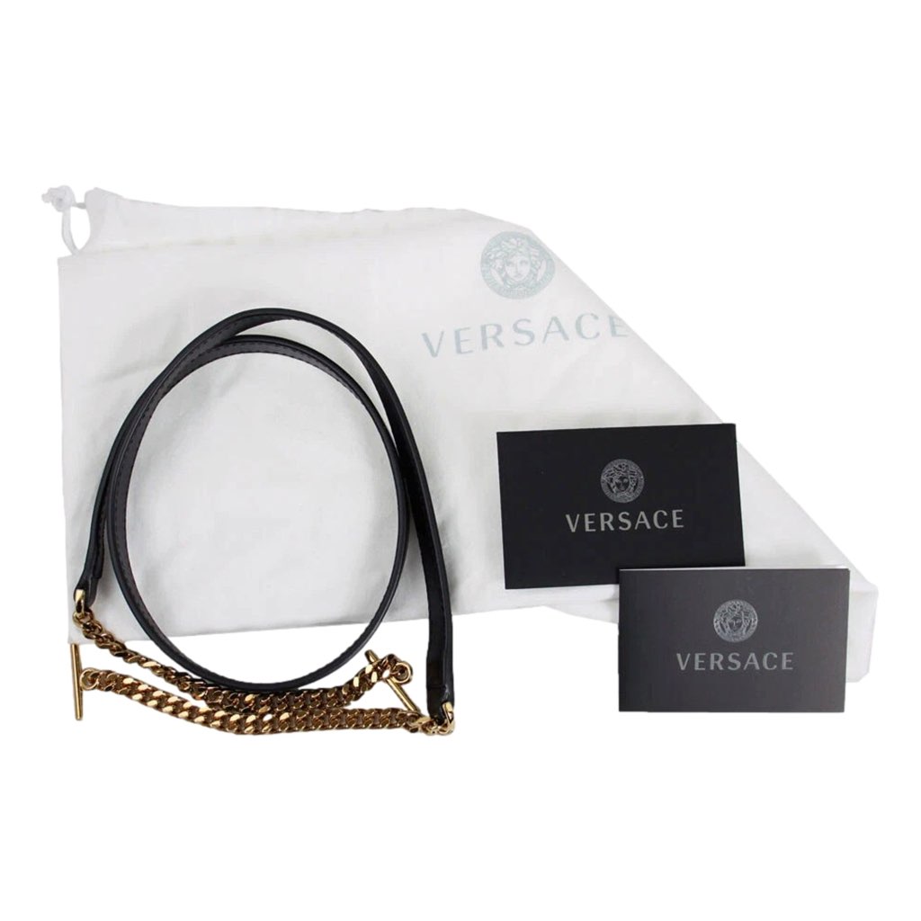 Versace Versace La Medusa Half Moon Hobo Shoulder Crossbody Bag Black Leather - Detail 2