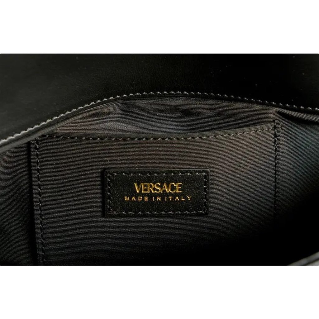 Versace Versace La Medusa Quilted Calfskin Leather Black Crossbody Bag Gold Chain - Detail 2