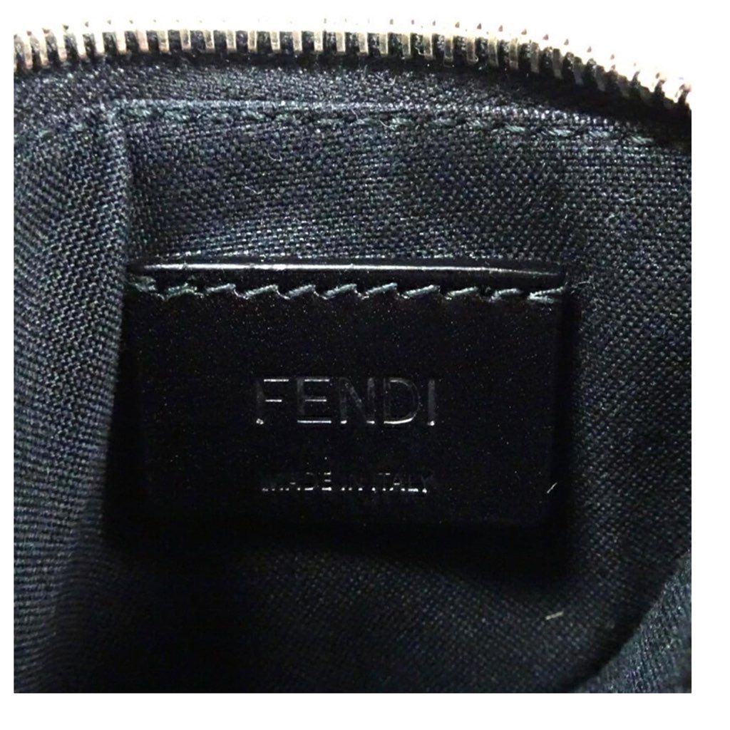 Fendi Fendi Diagonal Black Sunflower Yellow Calf Leather Coincase Keychain Wallet - Detail 2