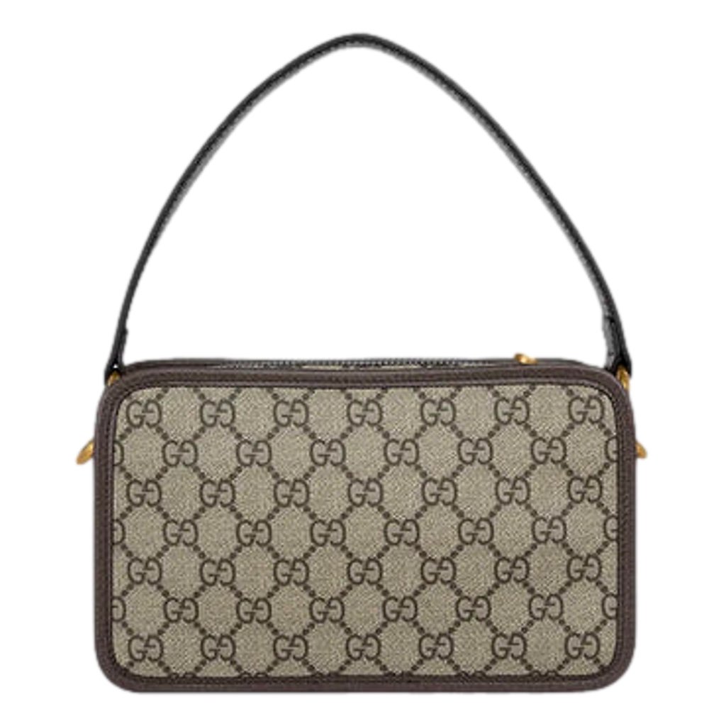Gucci Gucci Ophida GG Supreme Canvas Leather Webstripe Top Handle Crossbody Handbag - Image 6