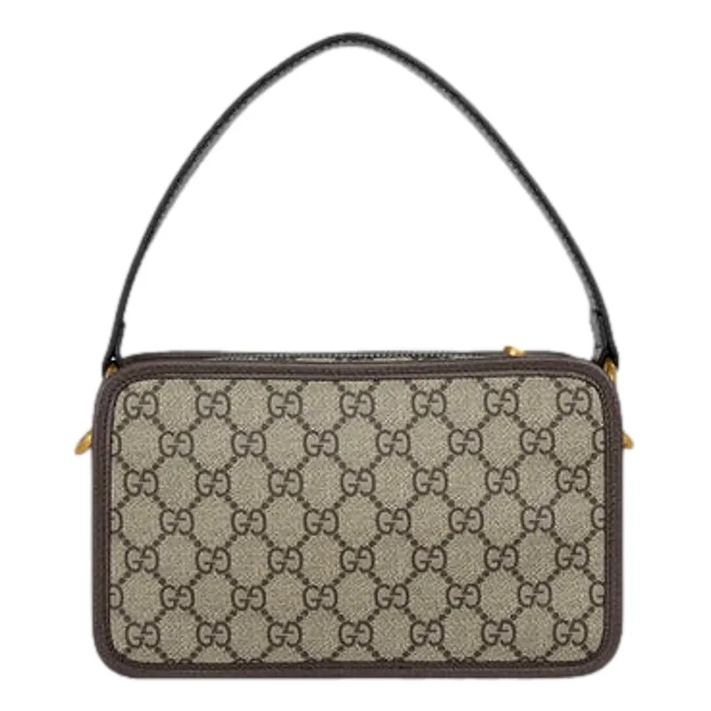 Gucci Ophida GG Supreme Canvas Leather Webstripe Top Handle Crossbody Handbag Brown Canvas Never worn, with tag - Inside View