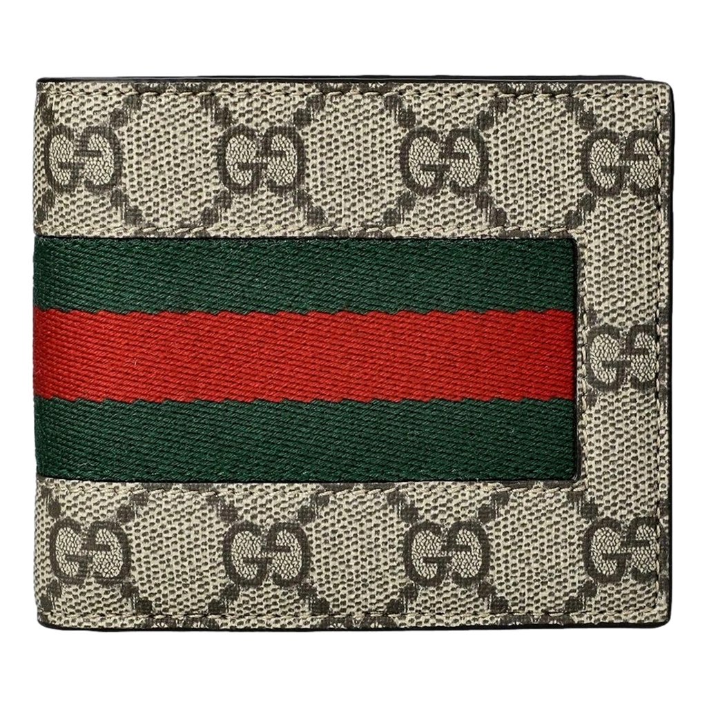 Gucci Gucci GG Supreme Canvas Leather Webstripe Bifold Wallet - Back view