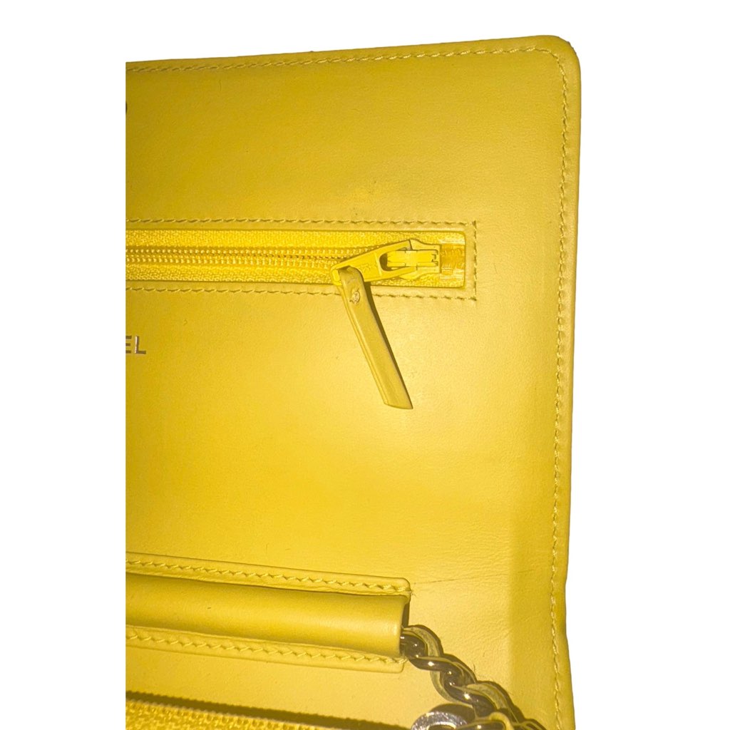 Chanel Chanel Timeless Wallet on Chain Caviar Leather Neon Yellow - Image 13