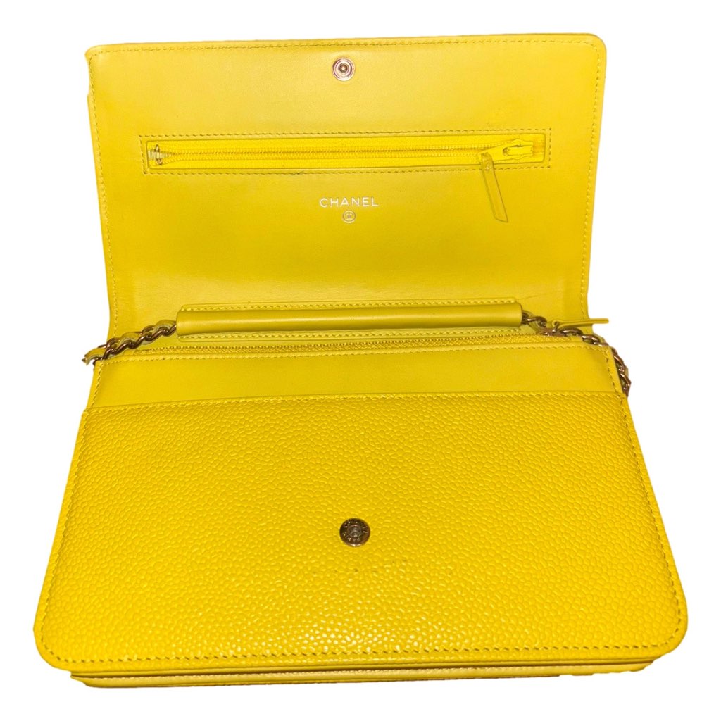 Chanel Chanel Timeless Wallet on Chain Caviar Leather Neon Yellow - Image 10