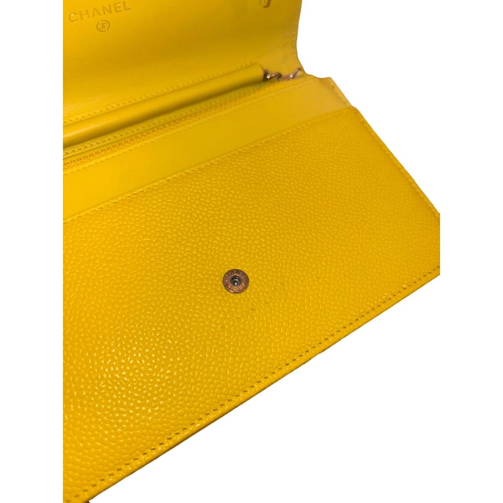 Chanel Chanel Timeless Wallet on Chain Caviar Leather Neon Yellow - Image 11