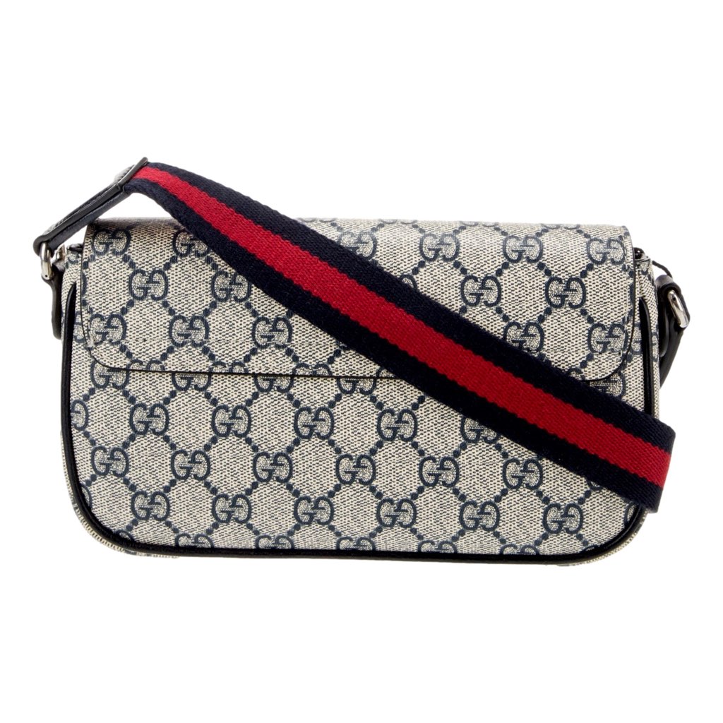 Gucci Gucci GG Supreme Canvas Web Mini Ophidia Envelope Crossbody Bag Beige Blue - Image 6