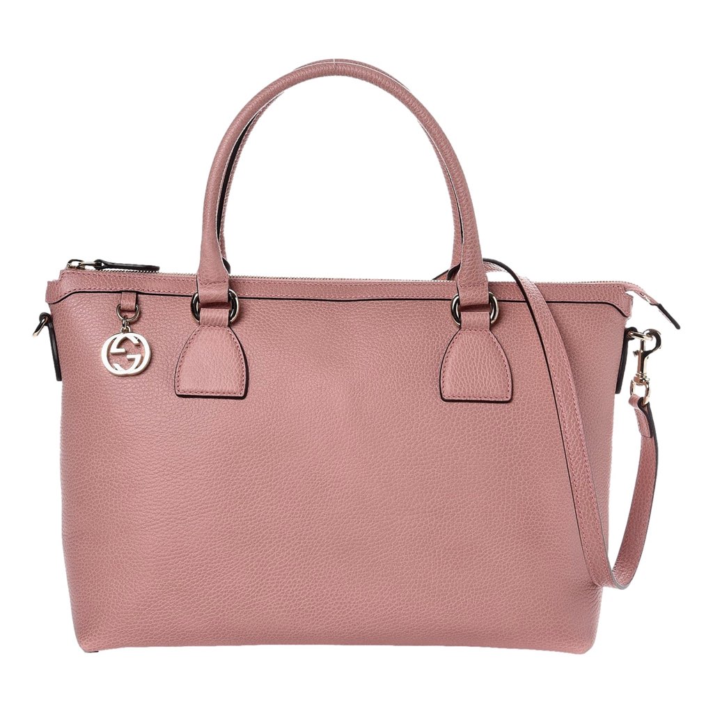 Gucci Gucci Dollar Calfskin Interlocking GG Charm Convertible Satchel Tote Soft Pink