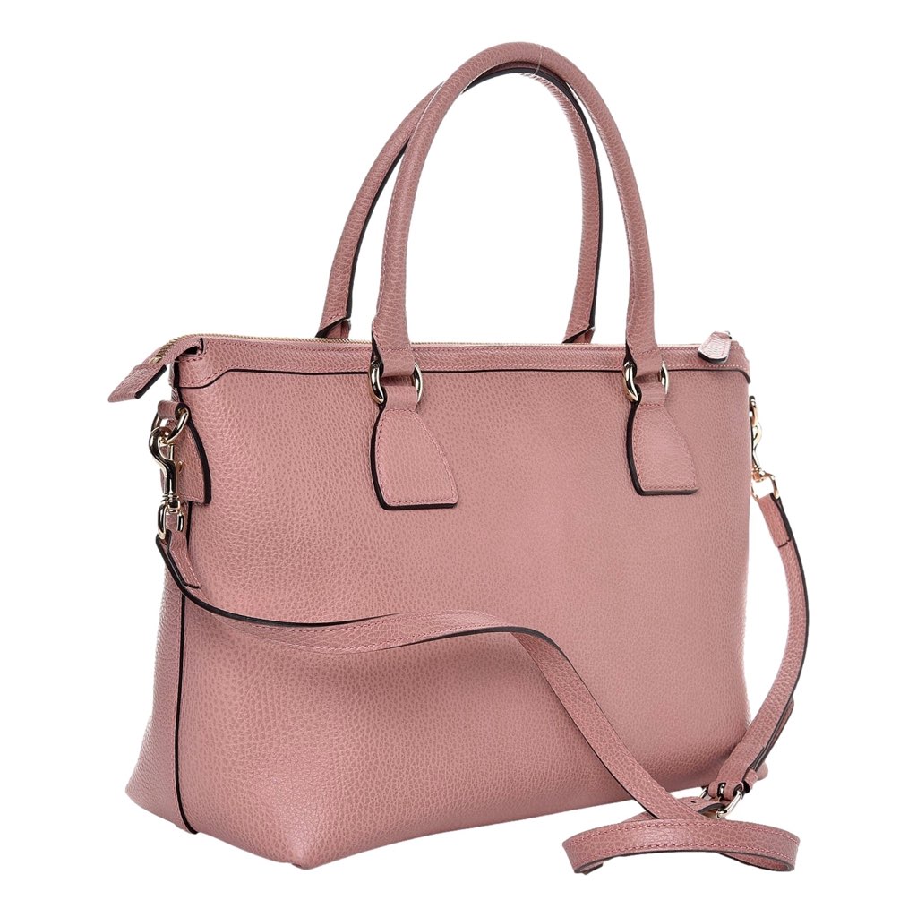 Gucci Gucci Dollar Calfskin Interlocking GG Charm Convertible Satchel Tote Soft Pink - Back view